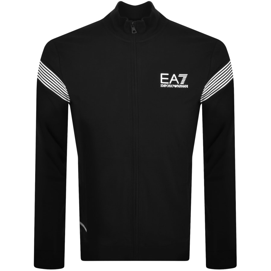 EA7 Emporio Armani Full Zip Logo Sweatshirt Black Mainline Menswear